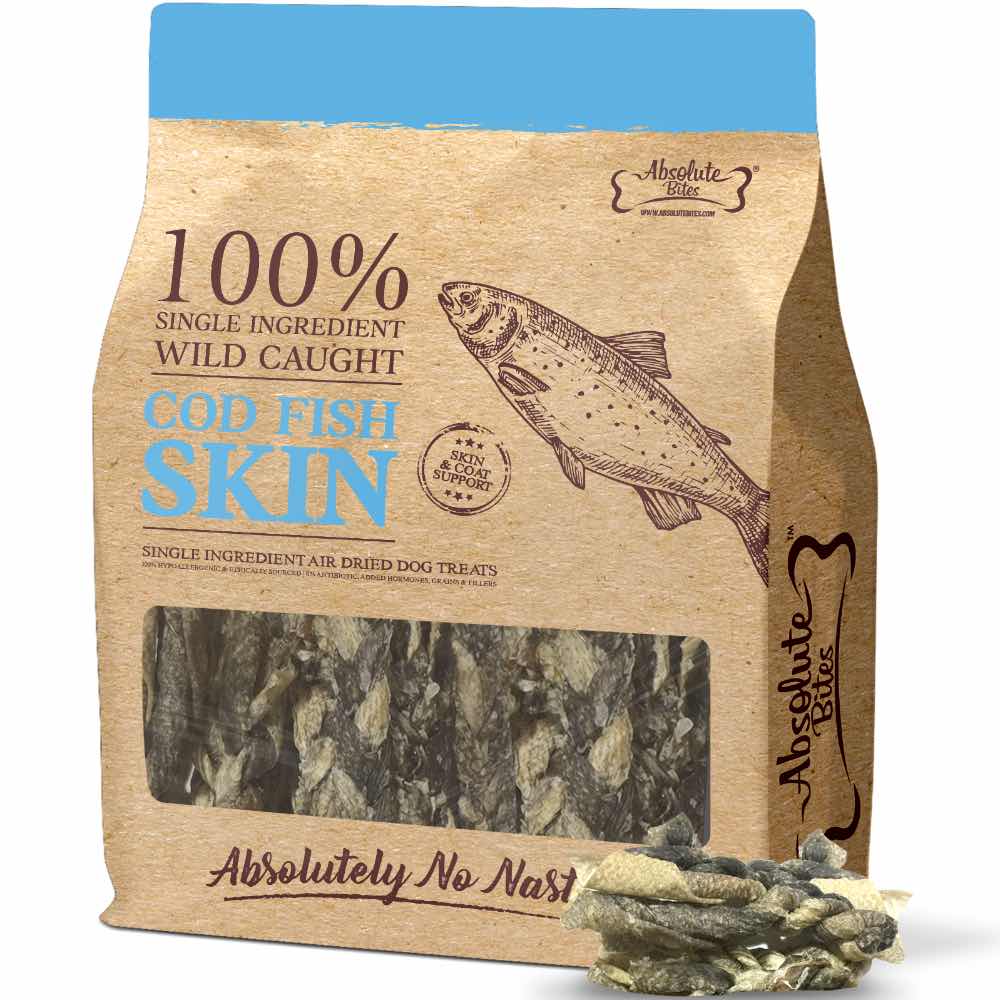 35% OFF: Absolute Bites Air Dried Cod Fish Skin Dog Treats - Kohepets