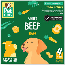 PetCubes Raw Beef Grain-Free Frozen Dog Food 2.25kg - Kohepets