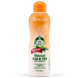 Tropiclean Natural Flea & Tick Maximum Strength Dog Shampoo - Kohepets